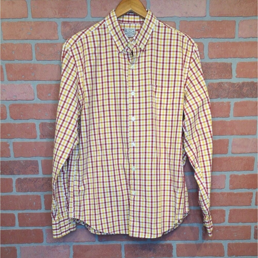 J Crew Mens Plaid Button Front Shirt Size L Preppy Academia Business Casual